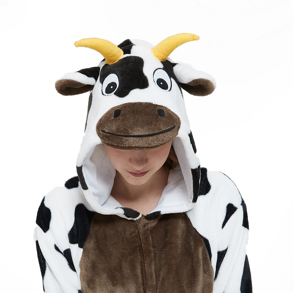 Anime Cow Kigurumi Onesies Flannel Pajamas Set Anime Cow Kigurumi Onesies Flannel Pajamas Set