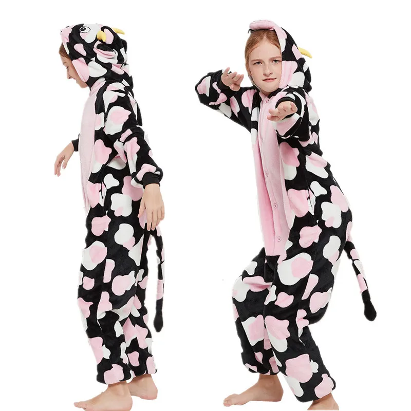 Anime Cow Kigurumi Onesies Flannel Pajamas Set Anime Cow Kigurumi Onesies Flannel Pajamas Set