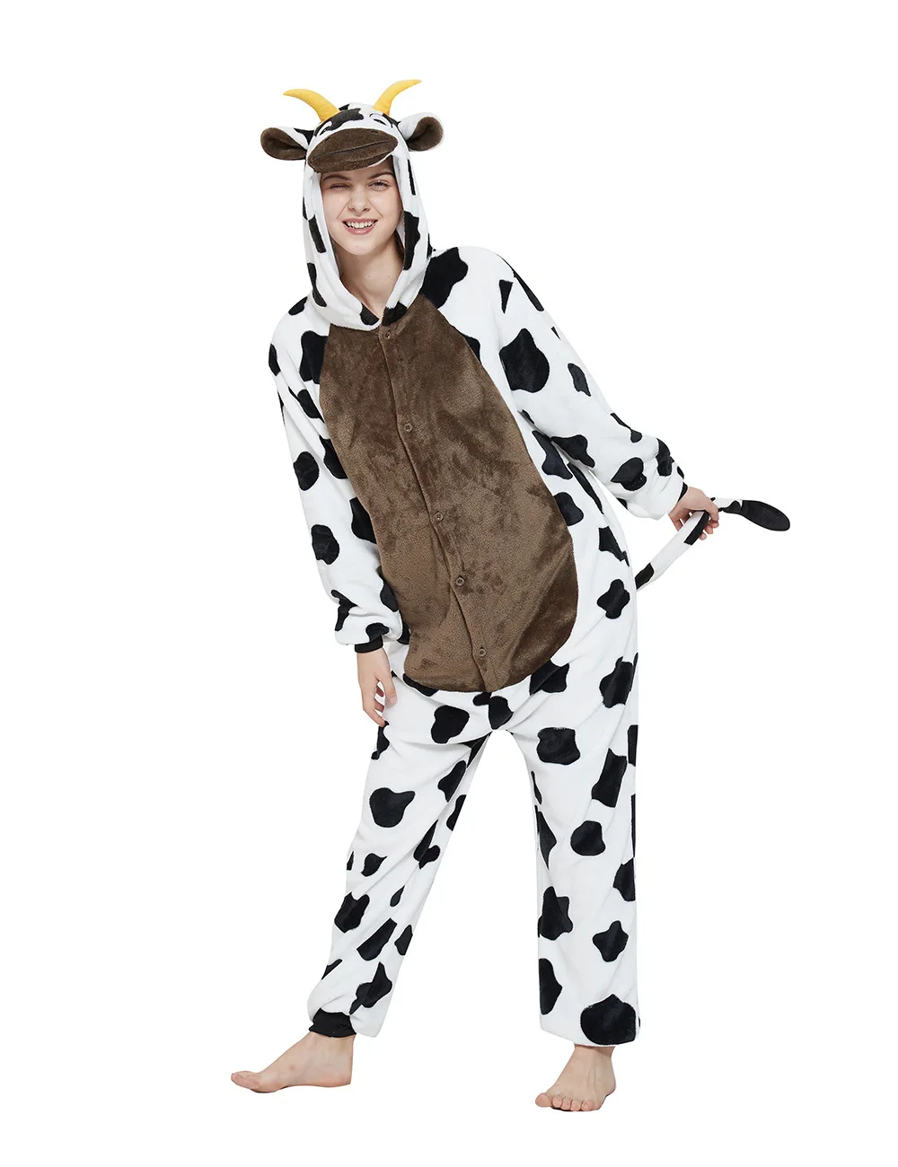 Anime Cow Kigurumi Onesies Flannel Pajamas Set Anime Cow Kigurumi Onesies Flannel Pajamas Set