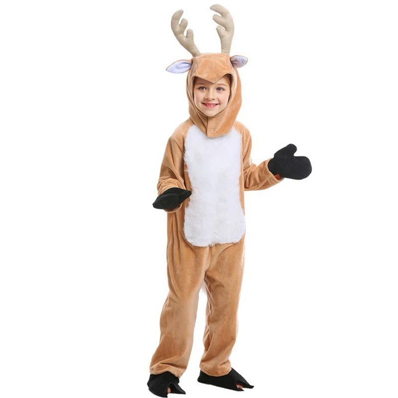 Christmas Elk Reindeer Fur Onesies Sant Clause Costume