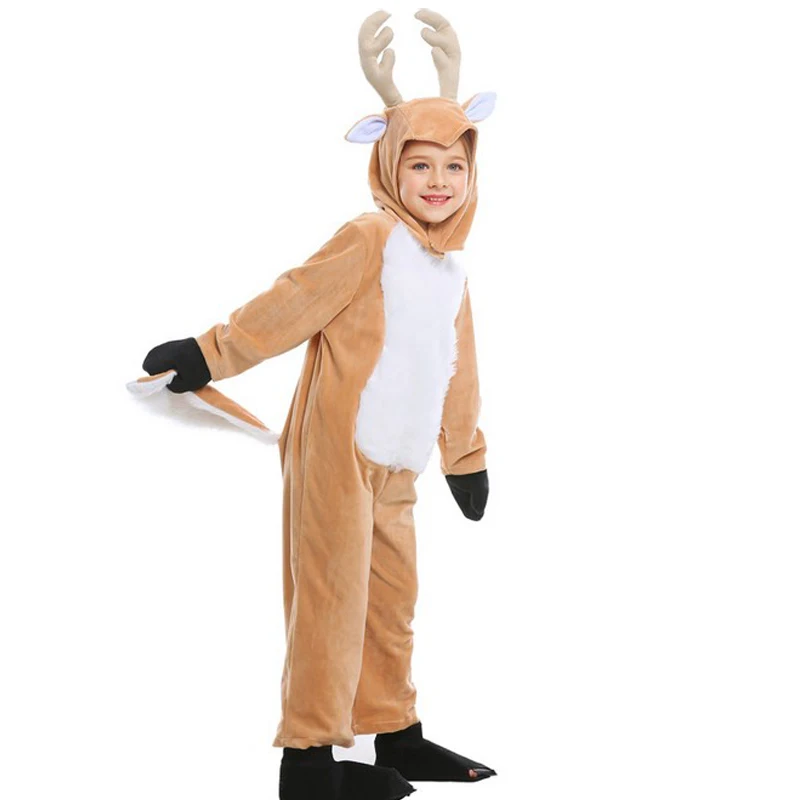 Christmas Elk Reindeer Fur Onesies Sant Clause Costume
