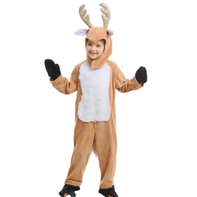 Christmas Elk Reindeer Fur Onesies Sant Clause Costume