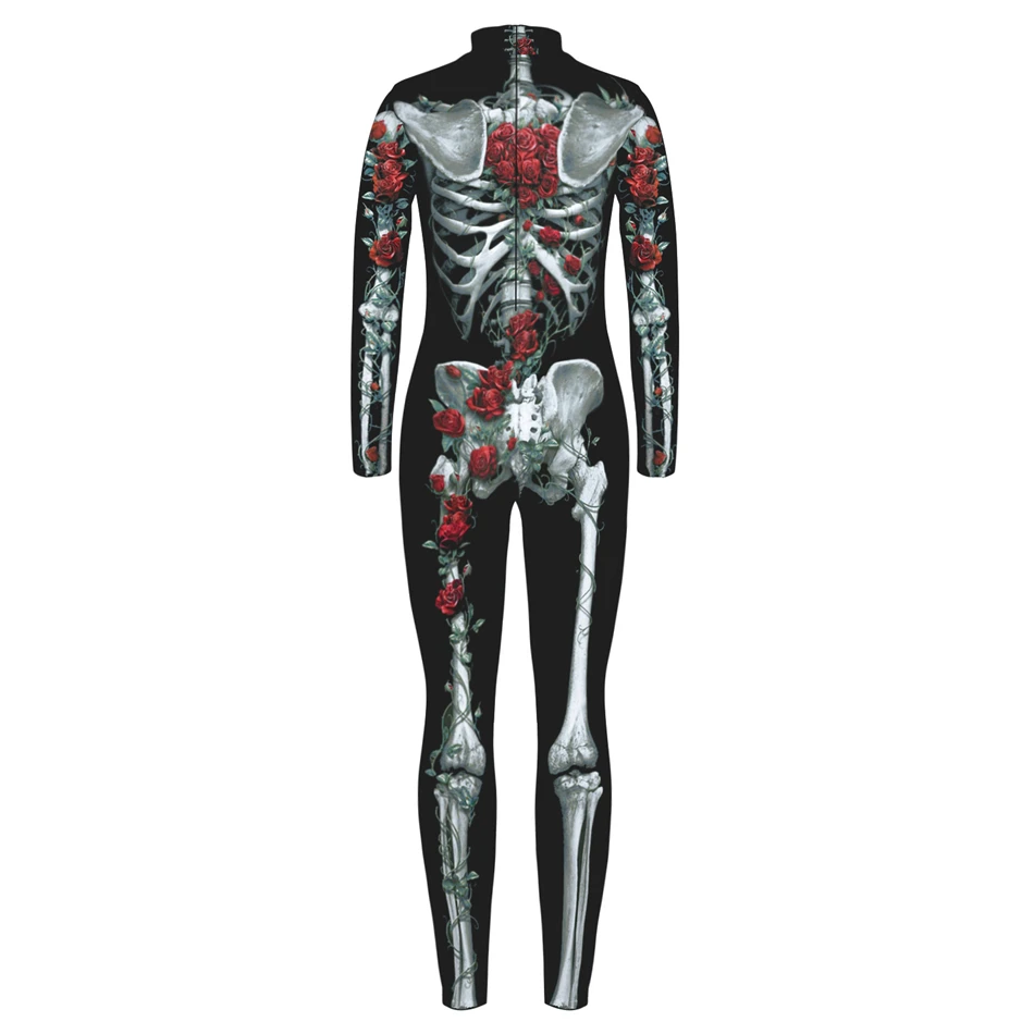 Halloween Skeleton Devil Vampire Scary Bodysuit Cosplay Costume