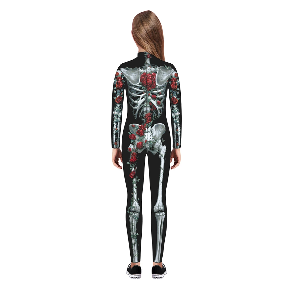 Halloween Skeleton Devil Vampire Scary Bodysuit Cosplay Costume