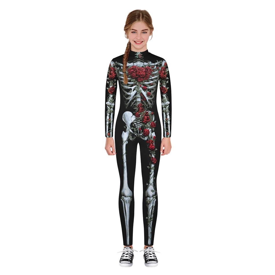 Halloween Skeleton Devil Vampire Scary Bodysuit Cosplay Costume