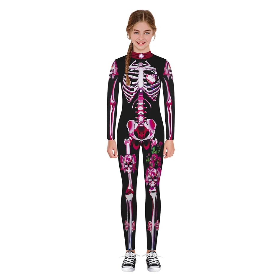 Halloween Skeleton Devil Vampire Scary Bodysuit Cosplay Costume