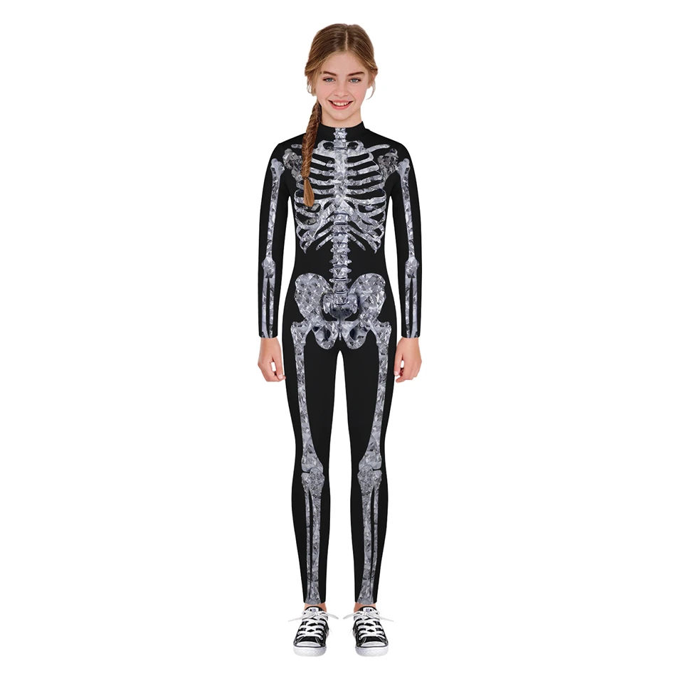 Halloween Skeleton Devil Vampire Scary Bodysuit Cosplay Costume