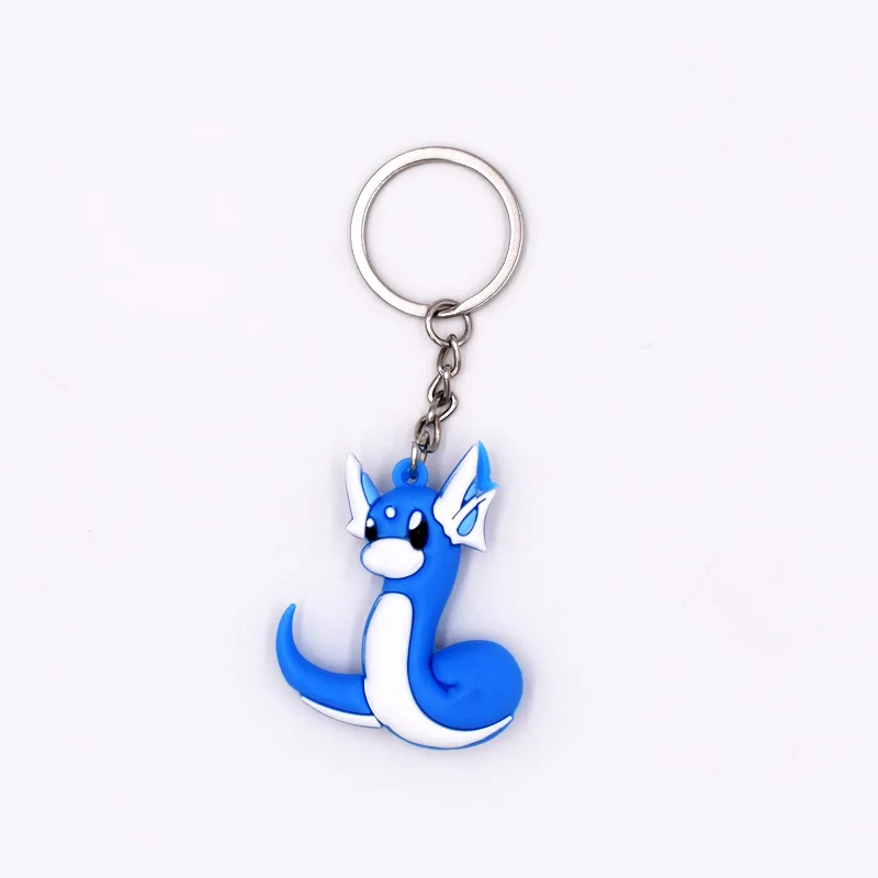 Dratini Eevee Snorlax Vulpix Dragonite Cartoon Figures PVC Keyrings