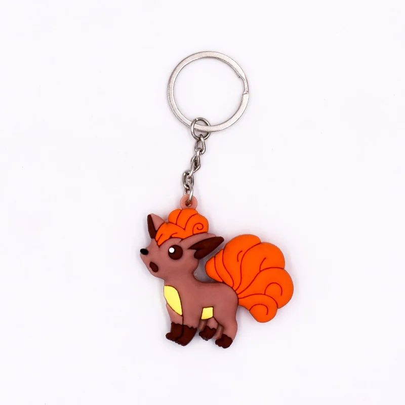 Dratini Eevee Snorlax Vulpix Dragonite Cartoon Figures PVC Keyrings