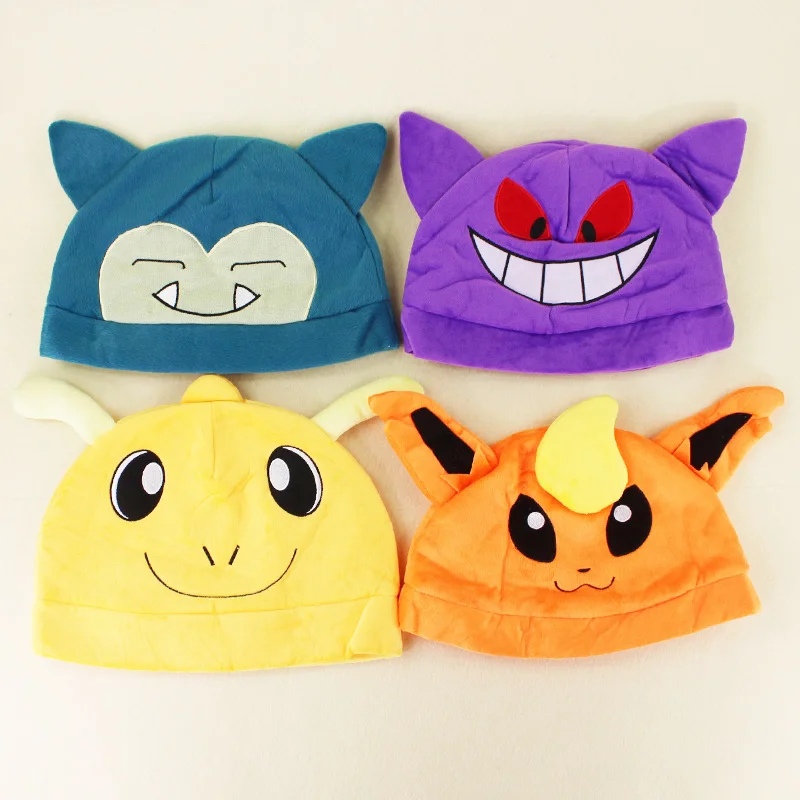Kawaii Anime Snorlax Dragonite Eevee Gengar Plush Toy Cap