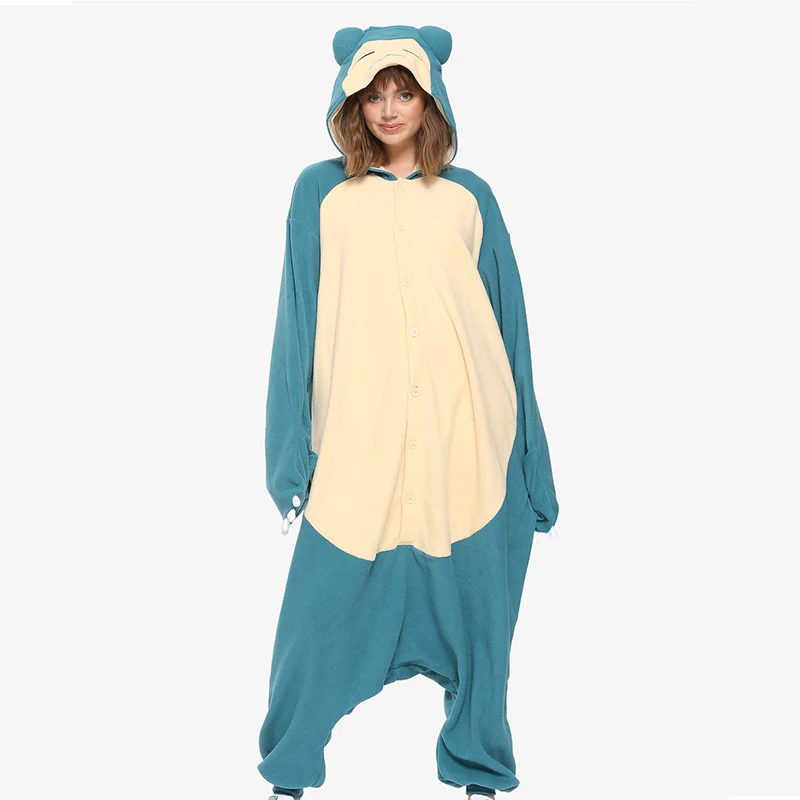 Anime Snorlax Kigurumi Onesies Fleece One-Piece Pajama For Unisex Anime Snorlax Kigurumi Onesies Fleece One-Piece Pajama For Unisex