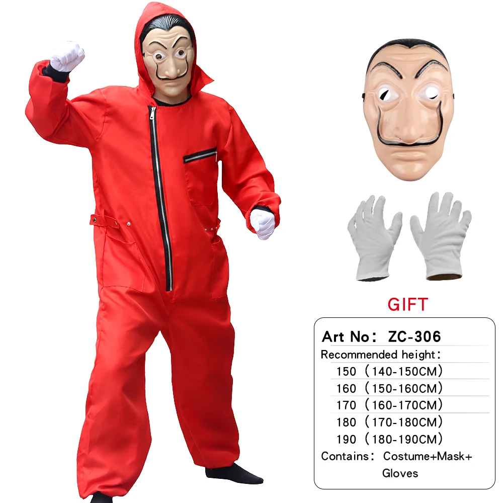 Halloween Movie The House Of Paper Money Heist Costume & Mask