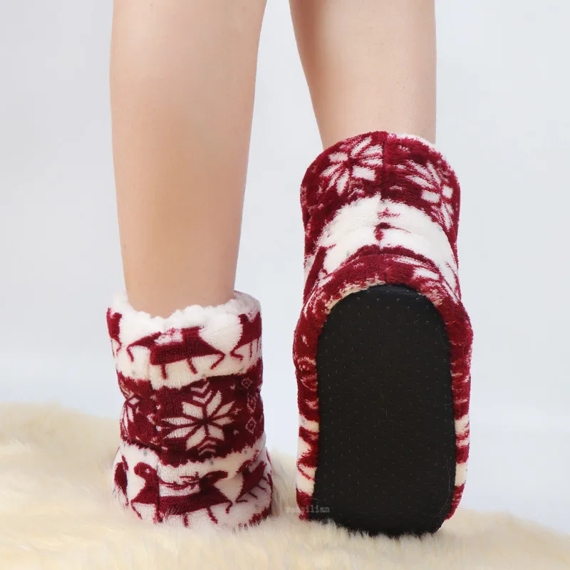 Christmas Fur Plush Warm Flip Flops Cotton Shoes