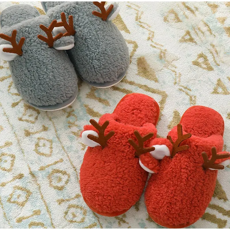 Christmas Antlers Plush Warm Ladies Shoes