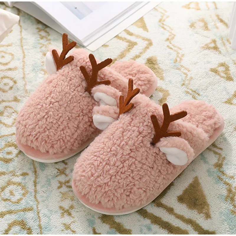 Christmas Antlers Plush Warm Ladies Shoes