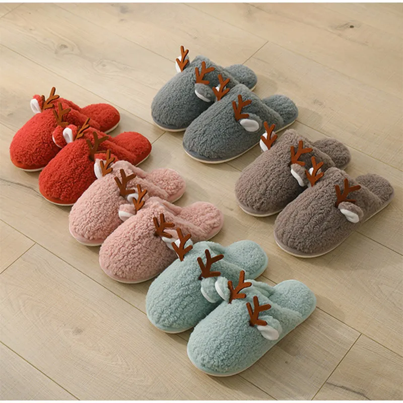 Christmas Antlers Plush Warm Ladies Shoes