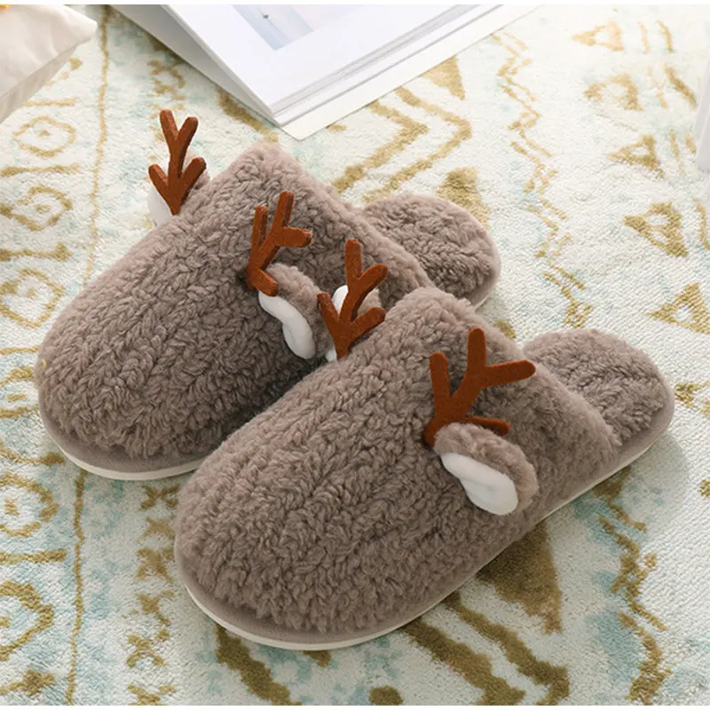 Christmas Antlers Plush Warm Ladies Shoes