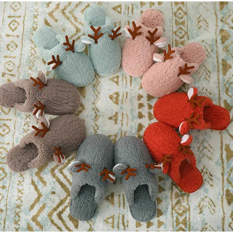 Christmas Antlers Plush Warm Ladies Shoes
