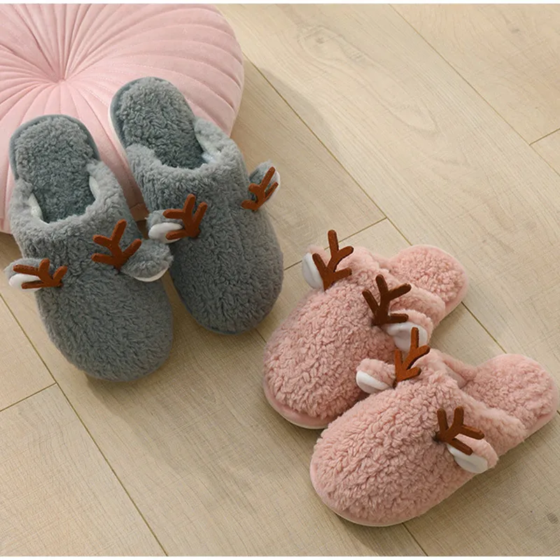 Christmas Antlers Plush Warm Ladies Shoes
