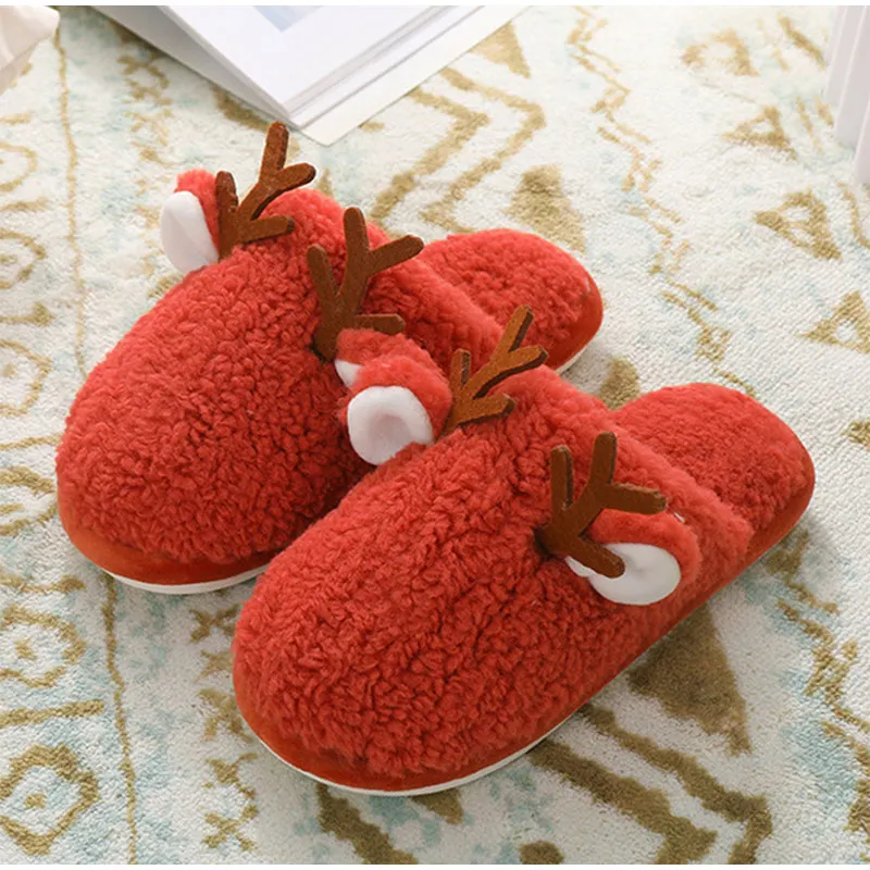 Christmas Antlers Plush Warm Ladies Shoes