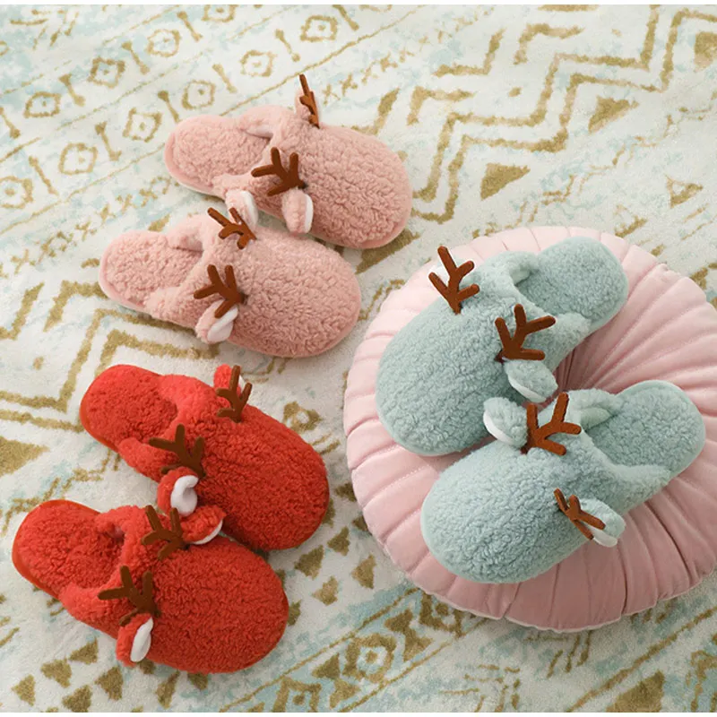 Christmas Antlers Plush Warm Ladies Shoes