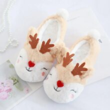 Christmas Moose Plush Reindeer Slippers Christmas Moose Plush Reindeer Slippers