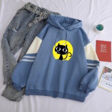 Black Cat Printing Casual Harajuku Hoodies Black Cat Printing Casual Harajuku Hoodies