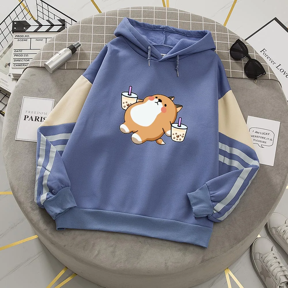 Anime Shiba Inu Oversized Patchwork Kawaii Graphic Hoodies