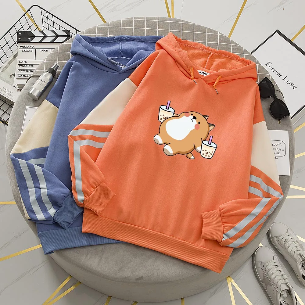 Anime Shiba Inu Oversized Patchwork Kawaii Graphic Hoodies