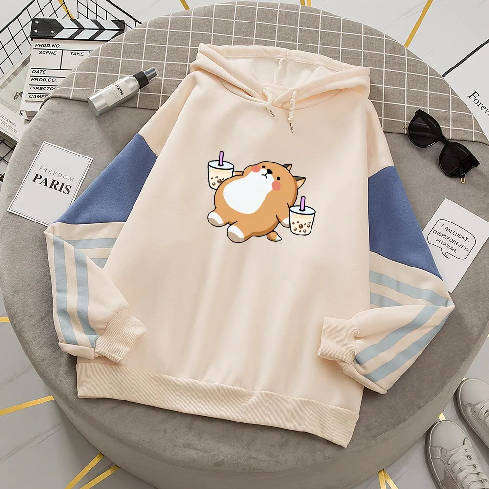 Anime Shiba Inu Oversized Patchwork Kawaii Graphic Hoodies