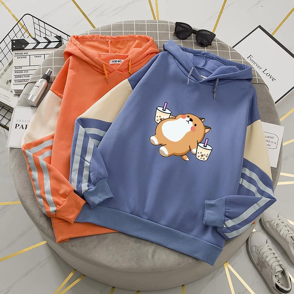 Anime Shiba Inu Oversized Patchwork Kawaii Graphic Hoodies