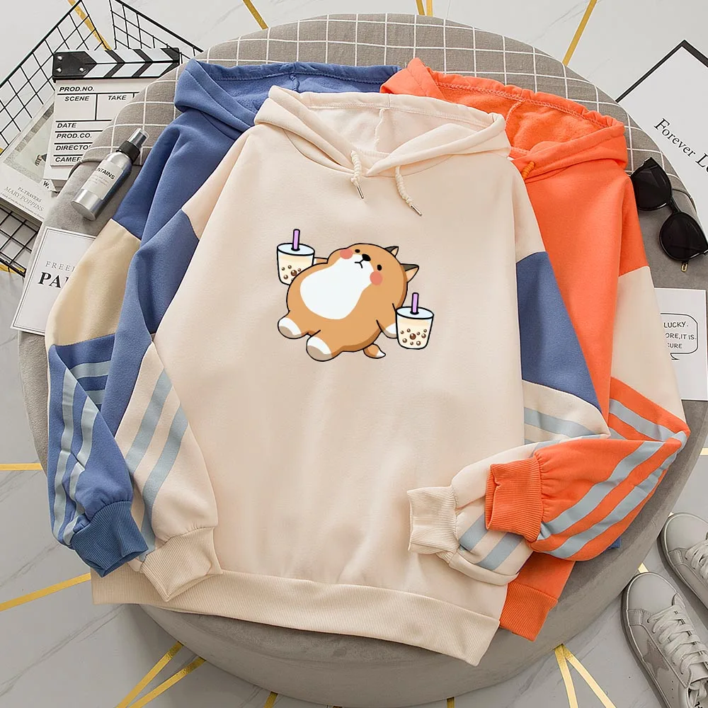 Anime Shiba Inu Oversized Patchwork Kawaii Graphic Hoodies