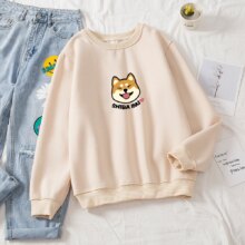 Cartoon Shiba Inu Print Harajuku Kawaii O-Neck Sweatshirt Cartoon Shiba Inu Print Harajuku Kawaii O-Neck Sweatshirt