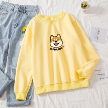 Cartoon Shiba Inu Print Harajuku Kawaii O-Neck Sweatshirt Cartoon Shiba Inu Print Harajuku Kawaii O-Neck Sweatshirt