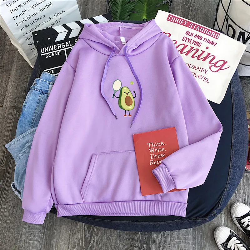 Kawaii Cartoon Avocado Print Casual Hoodies Kawaii Cartoon Avocado Print Casual Hoodies