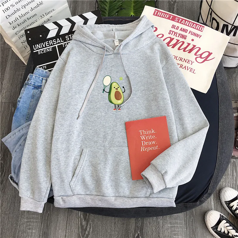 Kawaii Cartoon Avocado Print Casual Hoodies Kawaii Cartoon Avocado Print Casual Hoodies