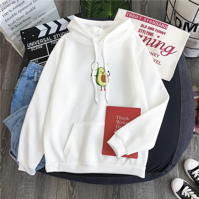 Kawaii Cartoon Avocado Print Casual Hoodies Kawaii Cartoon Avocado Print Casual Hoodies