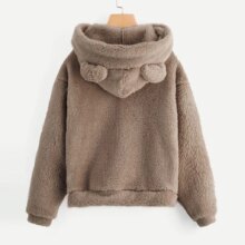 Bear Ear Cap Fluffy Kawaii Long Sleeve Fleece Hoodies Bear Ear Cap Fluffy Kawaii Long Sleeve Fleece Hoodies