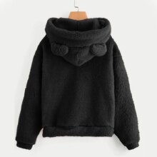 Bear Ear Cap Fluffy Kawaii Long Sleeve Fleece Hoodies Bear Ear Cap Fluffy Kawaii Long Sleeve Fleece Hoodies