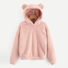 Bear Ear Cap Fluffy Kawaii Long Sleeve Fleece Hoodies Bear Ear Cap Fluffy Kawaii Long Sleeve Fleece Hoodies