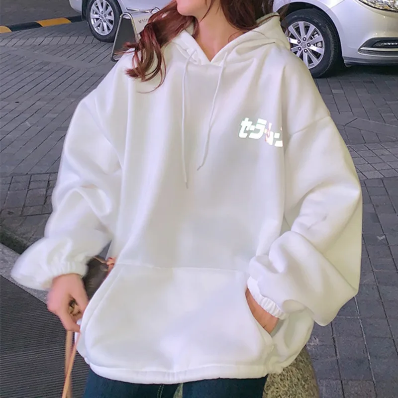Anime Sailor Moon Illuminate Reflective Oversized Casual Hoodies Anime Sailor Moon Illuminate Reflective Oversized Casual Hoodies