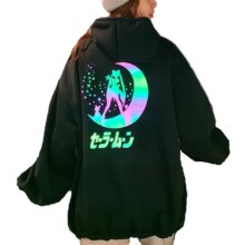 Anime Sailor Moon Illuminate Reflective Oversized Casual Hoodies Anime Sailor Moon Illuminate Reflective Oversized Casual Hoodies