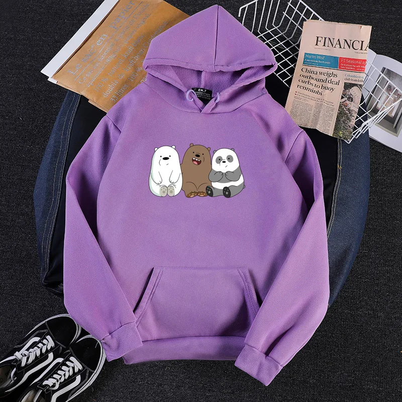 Anime Bears Printed Long Sleeve Hoodies