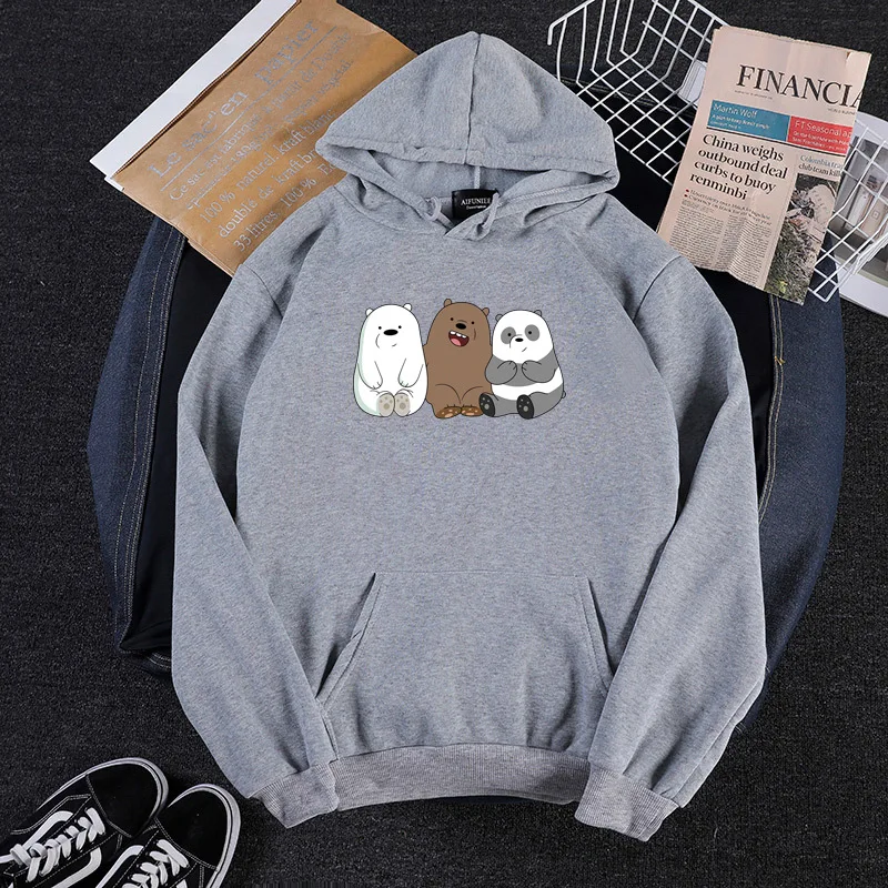 Anime Bears Printed Long Sleeve Hoodies