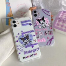 Kawaii Kuromi My Melody Soft Clear Back Phone Case For iPhone Kawaii Kuromi My Melody Soft Clear Back Phone Case For iPhone