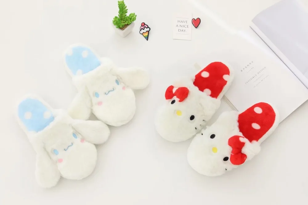 Kawaii Cartoon My Melody Cinnamoroll Warm Kuromi Non-Slip Slippers