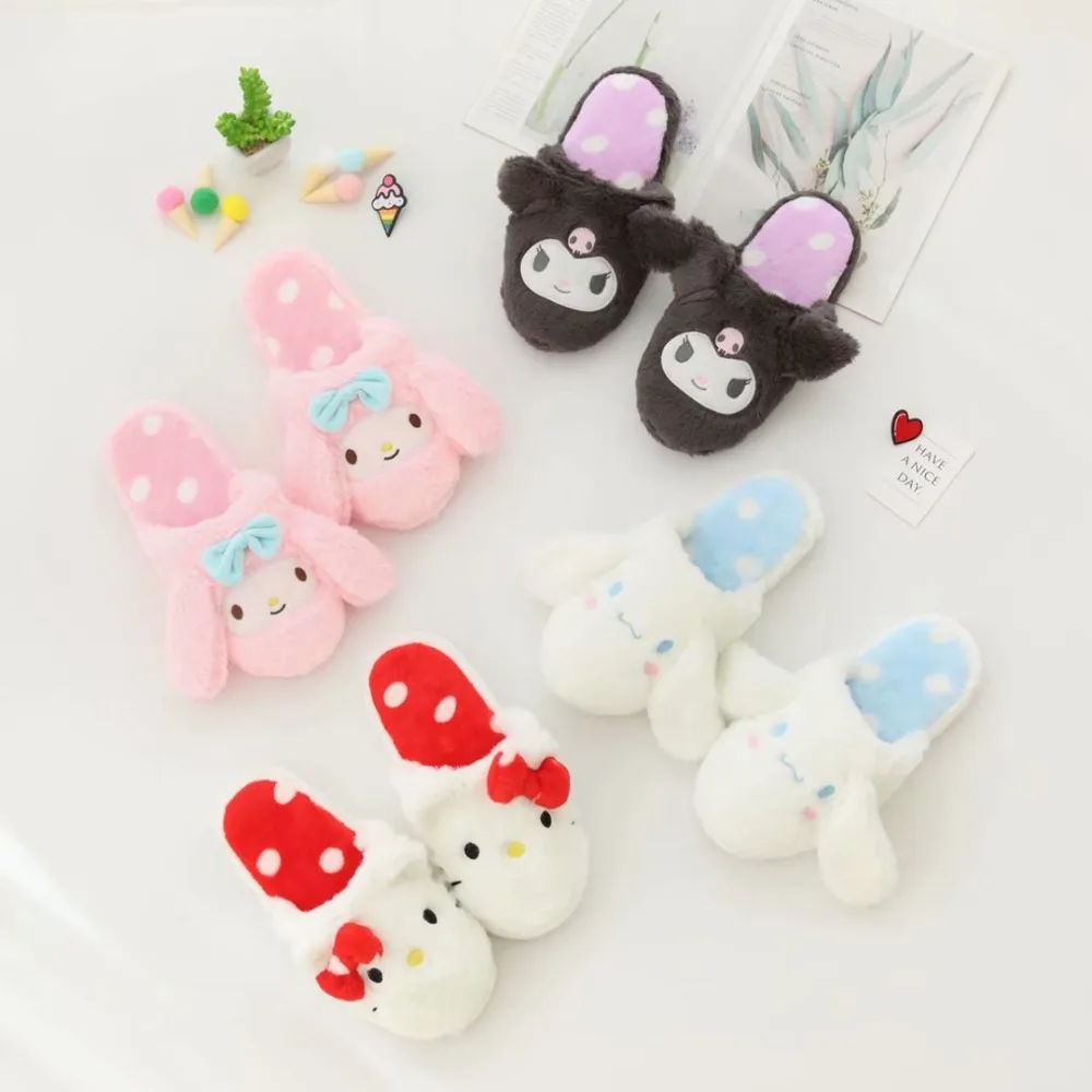 Kawaii Cartoon My Melody Cinnamoroll Warm Kuromi Non-Slip Slippers