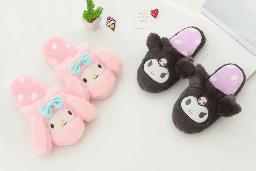 Kawaii Cartoon My Melody Cinnamoroll Warm Kuromi Non-Slip Slippers