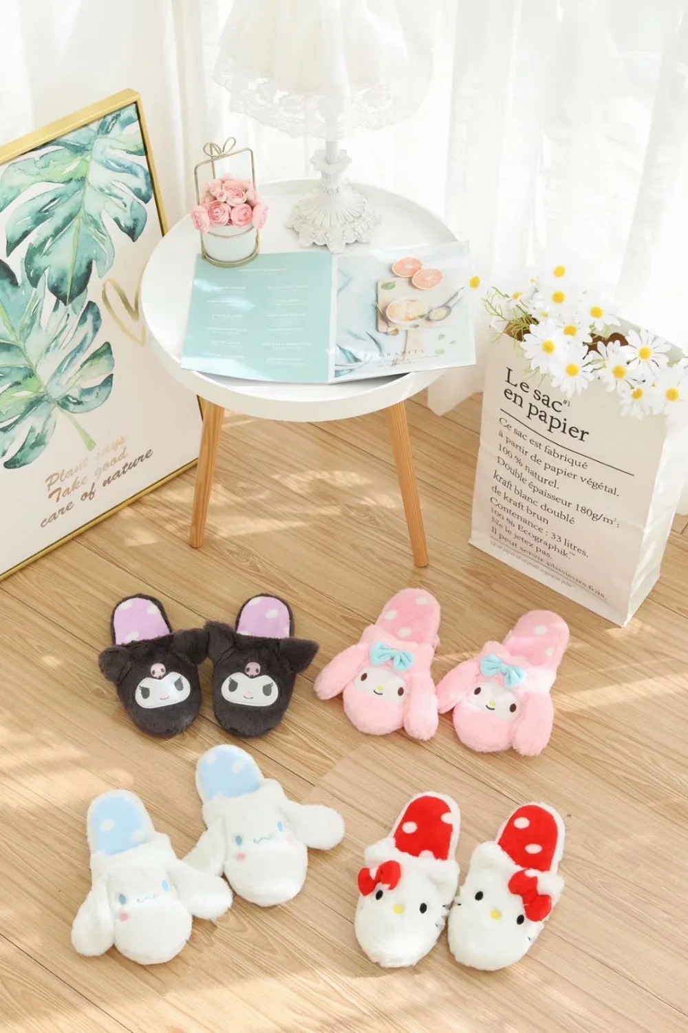 Kawaii Cartoon My Melody Cinnamoroll Warm Kuromi Non-Slip Slippers
