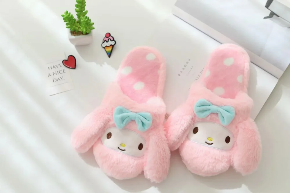 Kawaii Cartoon My Melody Cinnamoroll Warm Kuromi Non-Slip Slippers
